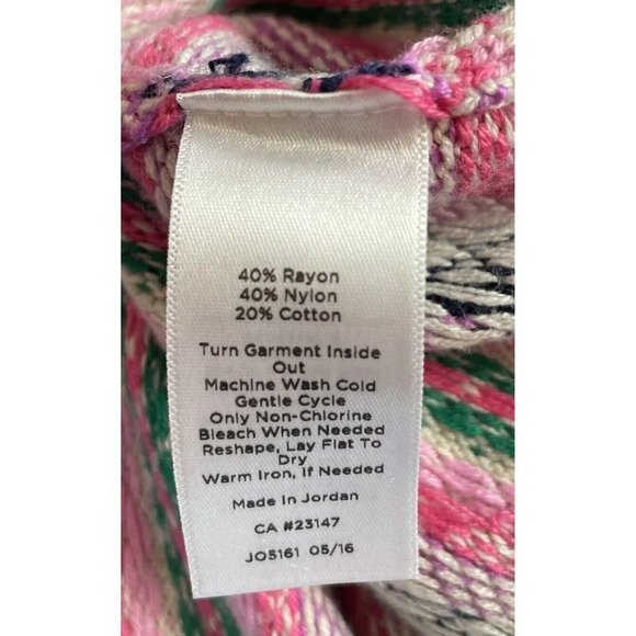 Talbots Pink Purple Argyle Sweater Back Zip Rayon Nylon Cotton Petite P NEW - Picture 4 of 4